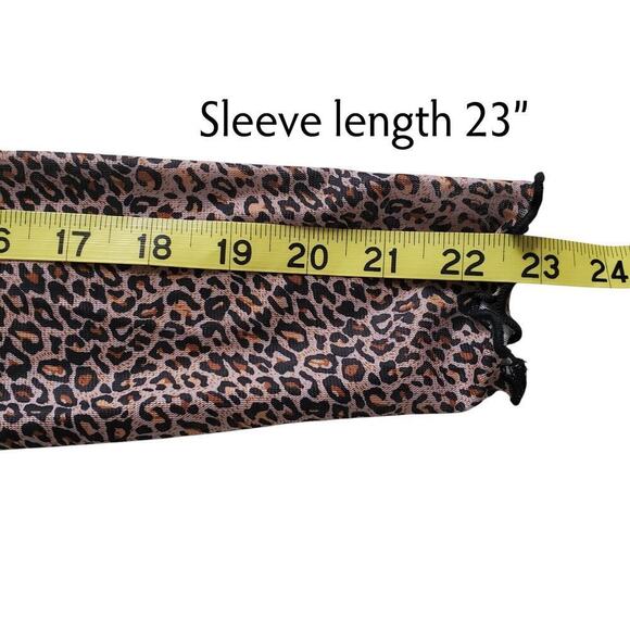 Y2K Mesh Top Cheetah Leopard Long Sleeve Lettuce Hem Whimsigoth S - Picture 10 of 13